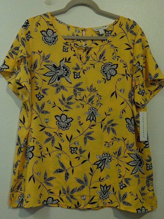 Counterparts Tops - Counterparts women's yellow flutter sleeve blouse Size XL (J)